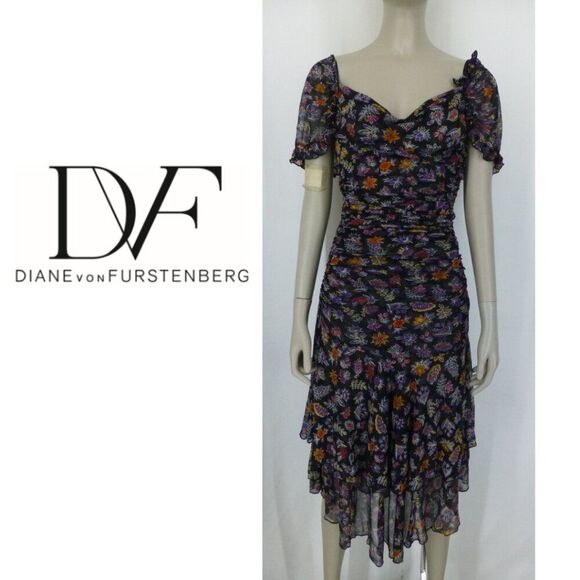 Diane Von Furstenberg Silk Floral Dress (Has a hole on the shoulder) - Picture 1 of 15